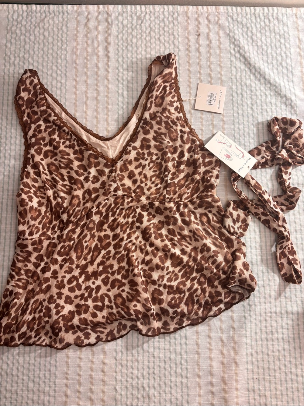 Leith Brown Leopard Print V-Neck Camisole